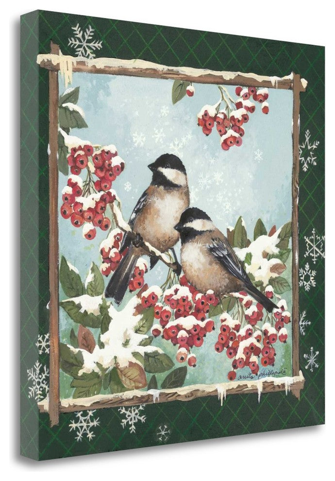 "Winter Chickadees" By Anita Phillips, Giclee Print on Gallery Wrap Canvas