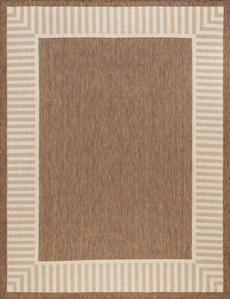Elgin Transitional Striped Border Gold/Cream Indoor/Outdoor Area Rug, 8'x10'