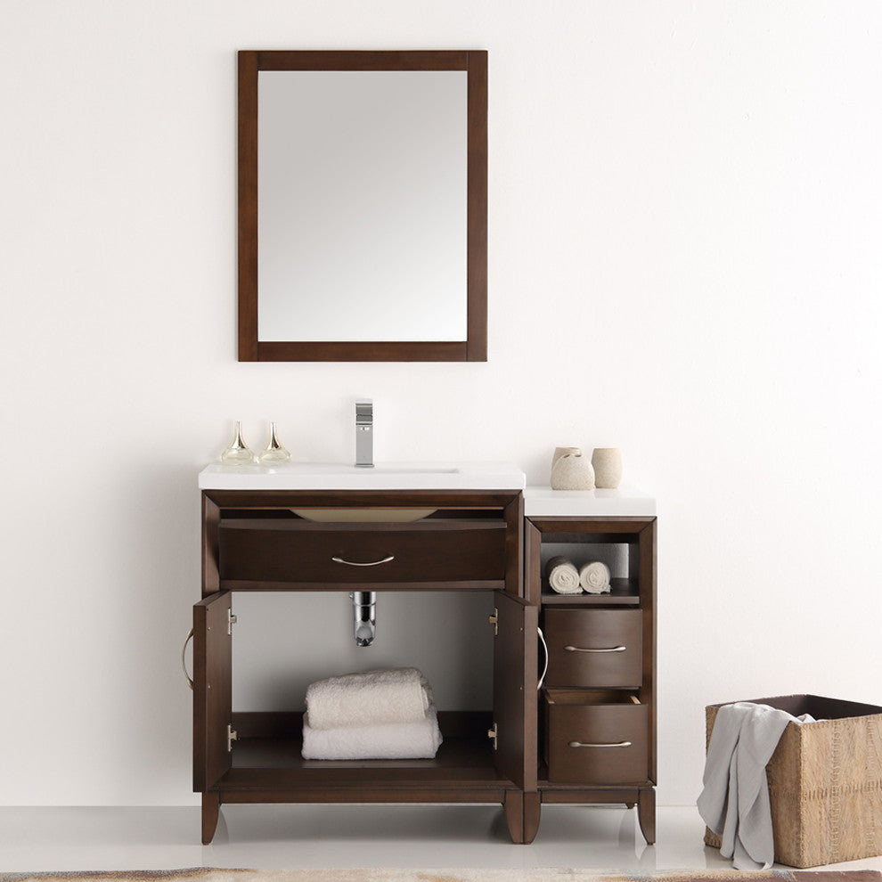 Cambridge 42" Antique Coffee Traditional Bathroom Vanity With Mirror, FFT1030BN