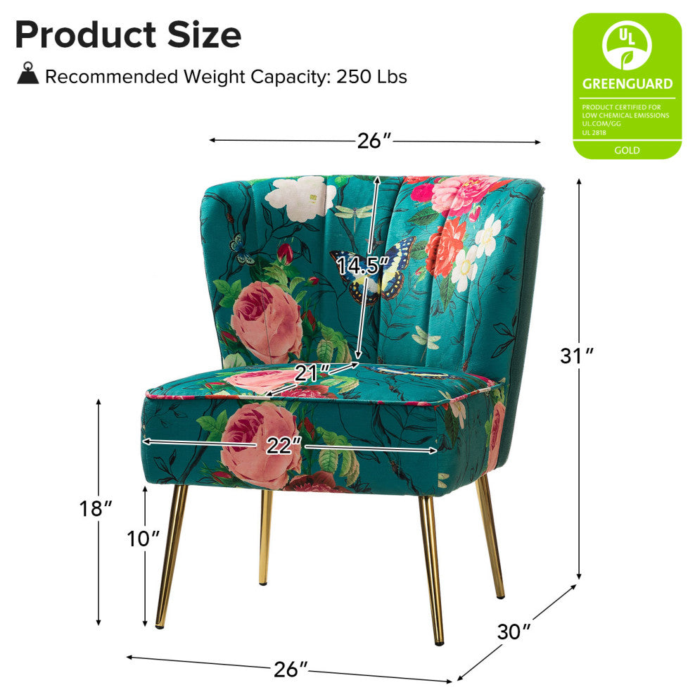 Upholstered Accent Side Chair With Tufted Back Set of 2, Blue