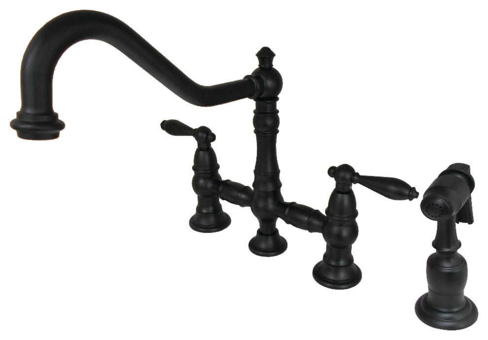 Kingston Brass Kitchen Faucet With Side Sprayer, Matte Black