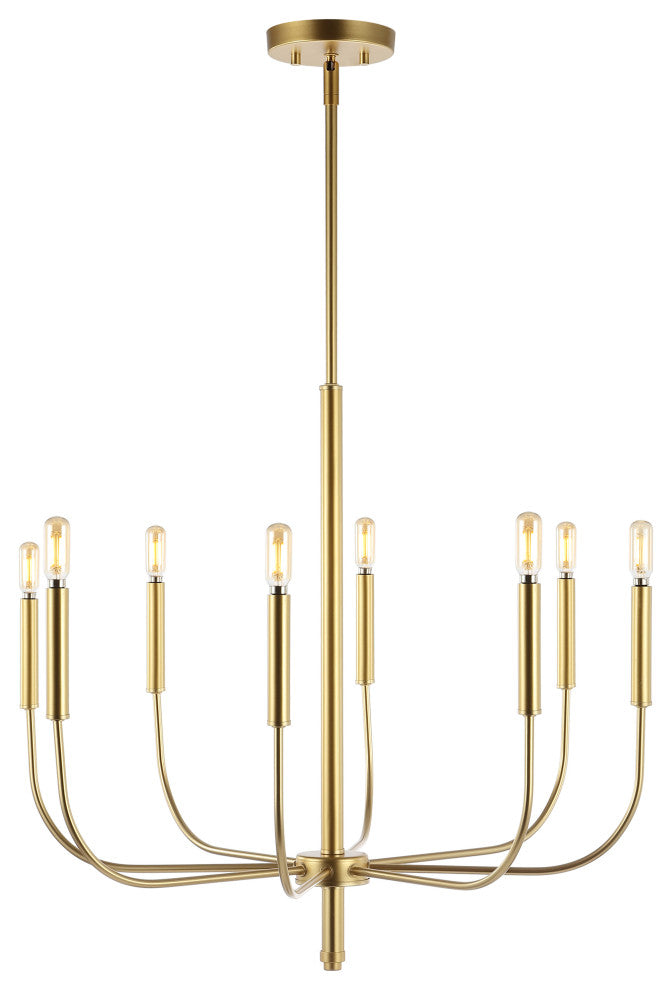 Amoros 27.25" 8-Light Modern Mid-Century Iron LED Chandelier, Gold Painting