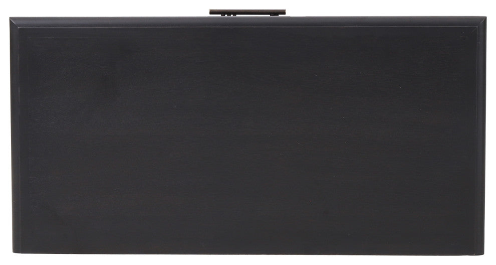 Pollards Rustic Acacia Wood and Cane 3 Drawer Dresser, Dark Gray
