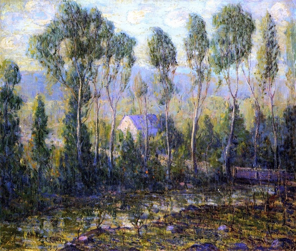 Ernest Lawson Poplars Along a River, 20"x25" Wall Decal Print