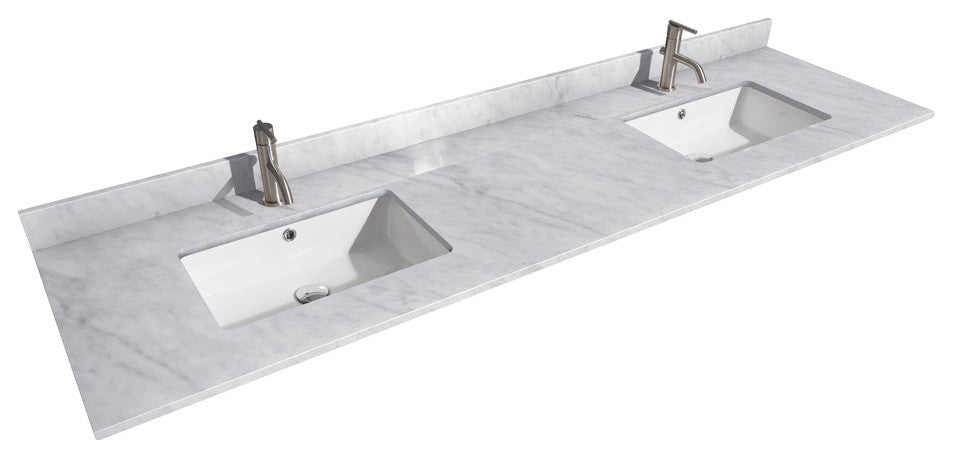 80" Double Vanity, Espresso, White Carrara Marble Top, Undermount Square Sinks