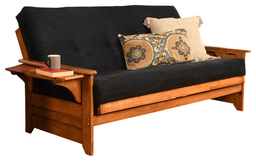 Mesa Frame Futon With Barbados Finish, Suede Black