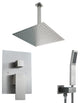 Concealed Ceiling Shower Head With Handheld Shower, Hose and Arm, Brushed Nickel