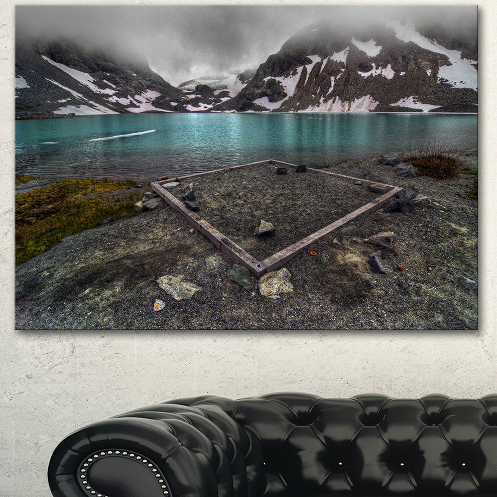 Mountain Lake and Cloudy Sky, Landscape Canvas Art Print, 60"x28"