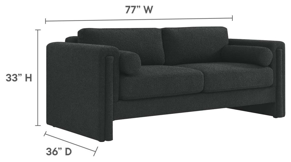 Visible Boucle Fabric Sofa - Black