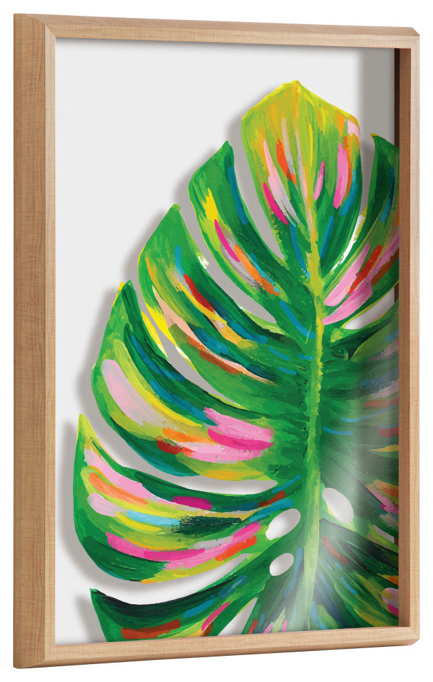 Blake Monstera Framed Printed Glass by Jessi Raulet of Ettavee, Natural 18x24