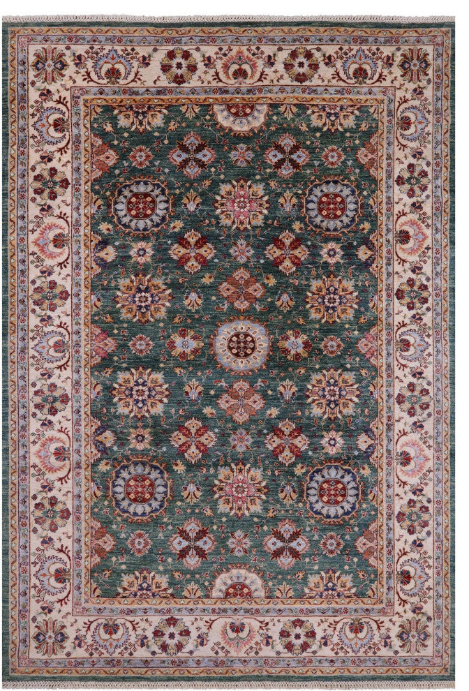 Persian Tabriz Hand-Knotted Wool Rug 7' 0" X 10' 2" Q10004