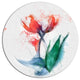 Red Hand-Drawn Tulips Sketch, Floral Round Wall Art, 23"