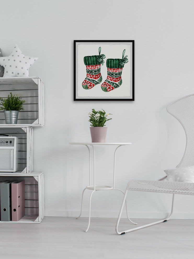 "Hang Your Stockings" Framed Painting Print, 12x12