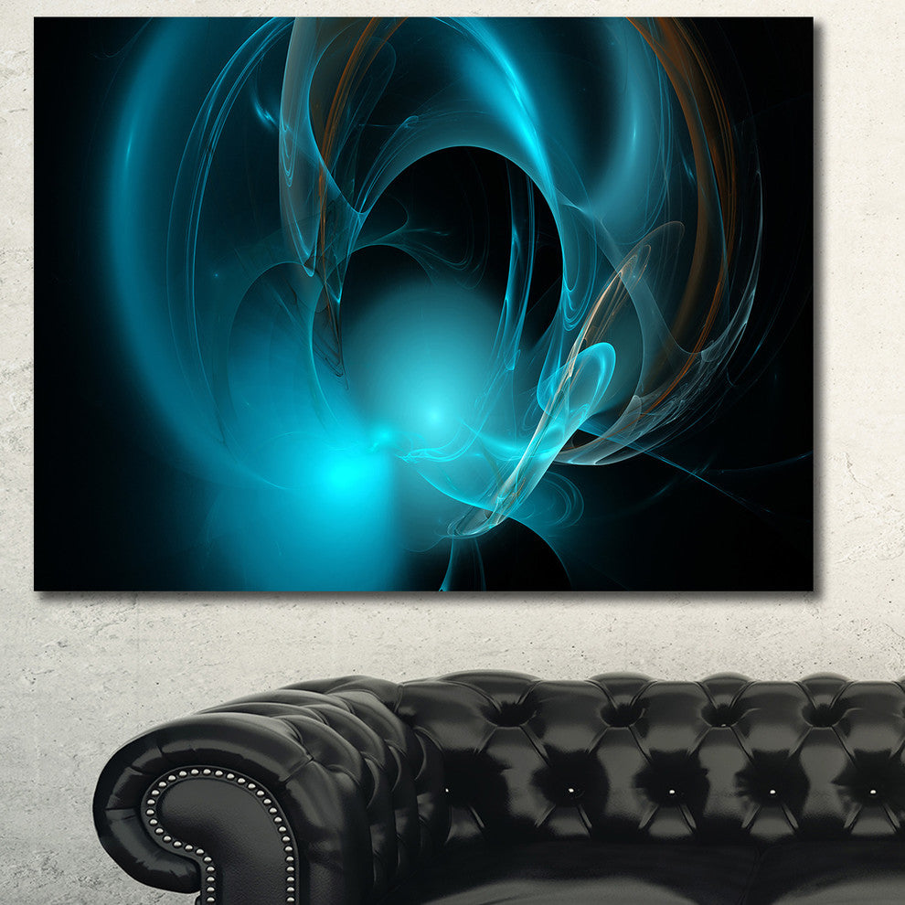 Blue Fractal Galactic Nebula, Oversized Abstract Canvas Art Print, 60x40