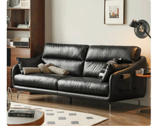 Leather Classic Sofa, Brown Yellow 4-Seater Sofa 110.2x38.2x36.6"