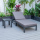 LeisureMod Chelsea Chaise Lounge Chair With Cushions & Side Table, Blue