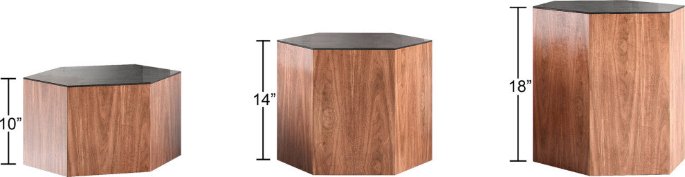 Centre Occasional Table, Black on Walnut, Small 10"