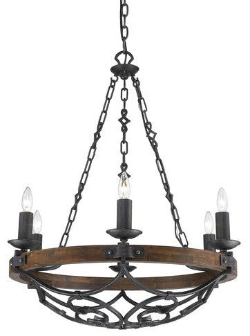Golden Lighting Madera 6 Light Chandelier in Black Iron