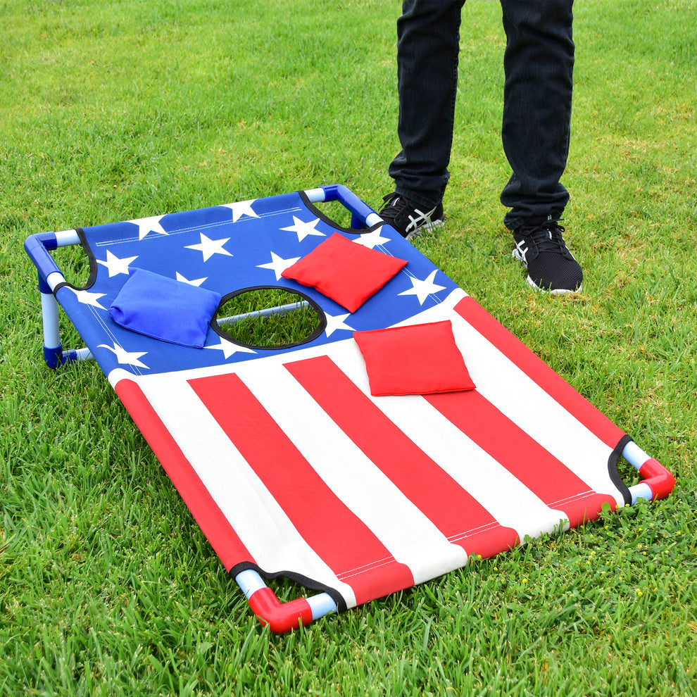 American Flag Portable PVC Framed Cornhole Game Set