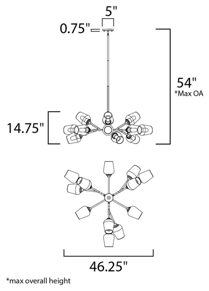 Maxim Savvy 12 Light Chandelier 26347CLABBK