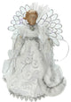 13" Lighted B/O Fiber Optic Angel with White Gown Christmas Tree Topper
