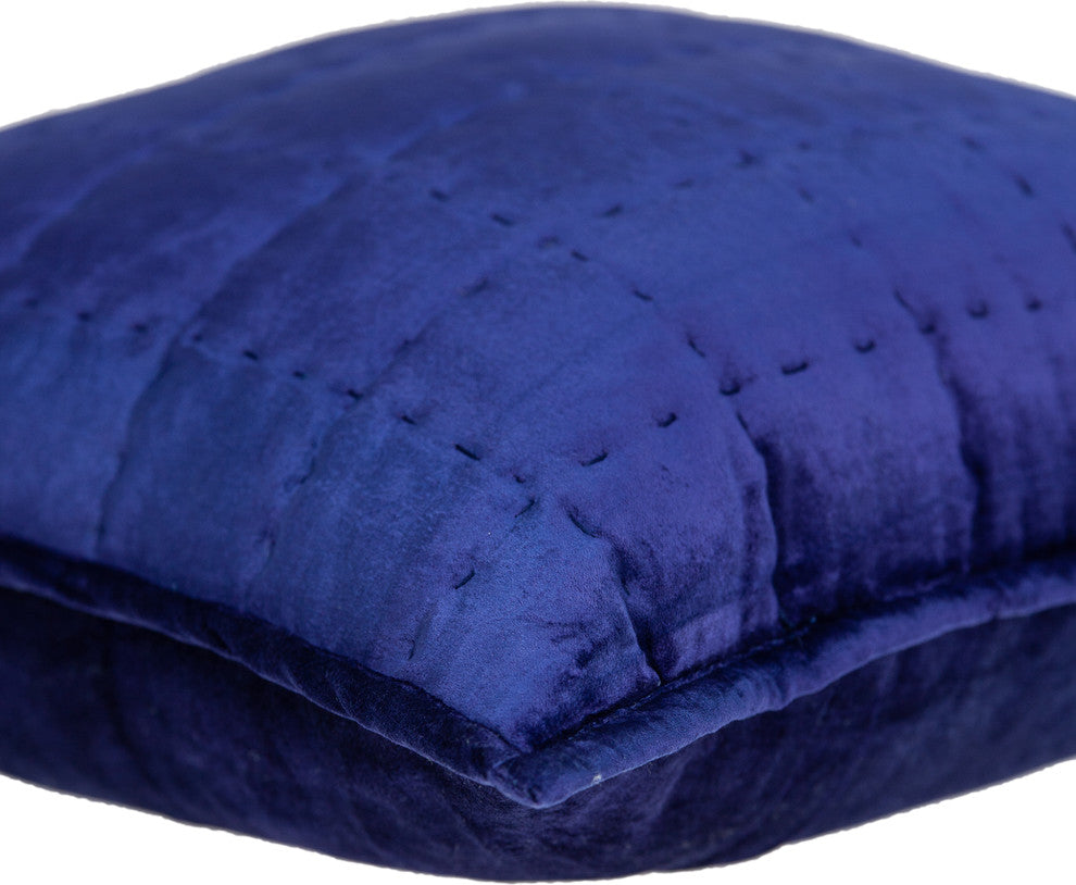 Augusta Transitional Royal Blue Solid Quilted Pillow Cover With Poly Insert