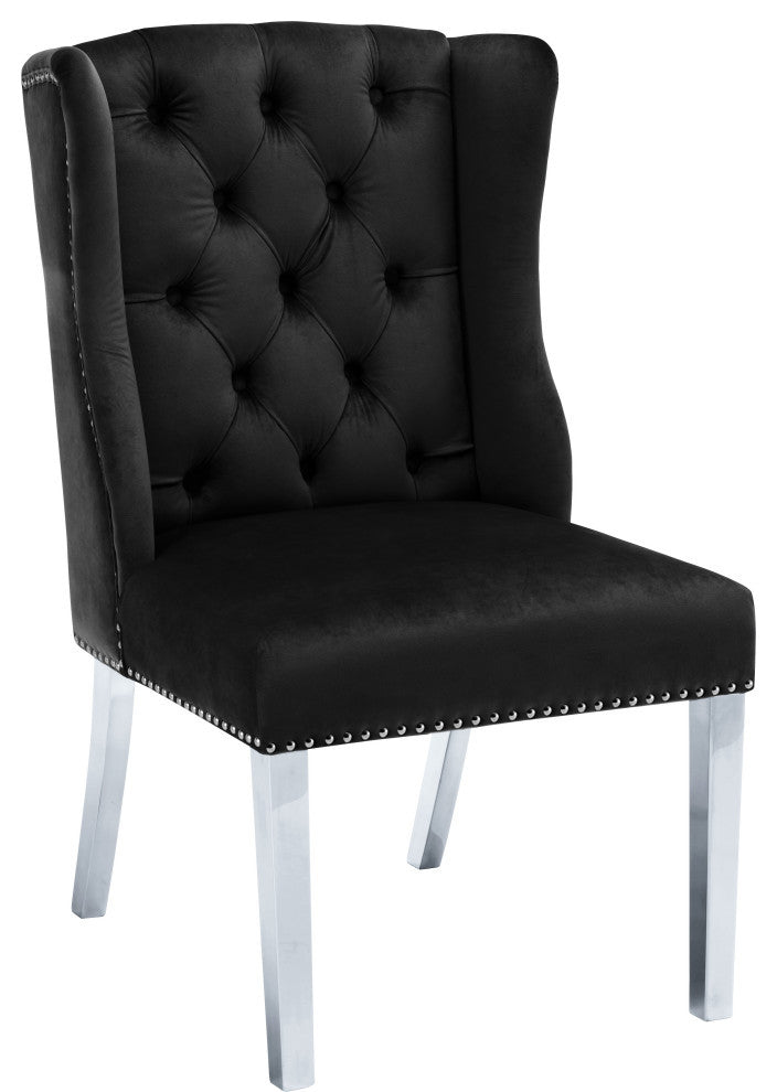 Suri Velvet Upholstered Dining Chair, Black