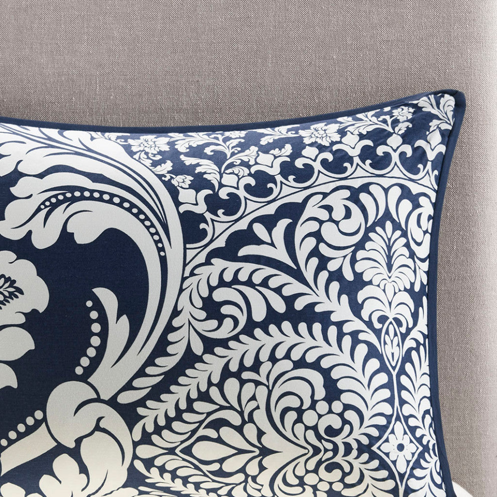 Madison Park Vienna 7 Piece Cotton Printed Comforter Set in Indigo