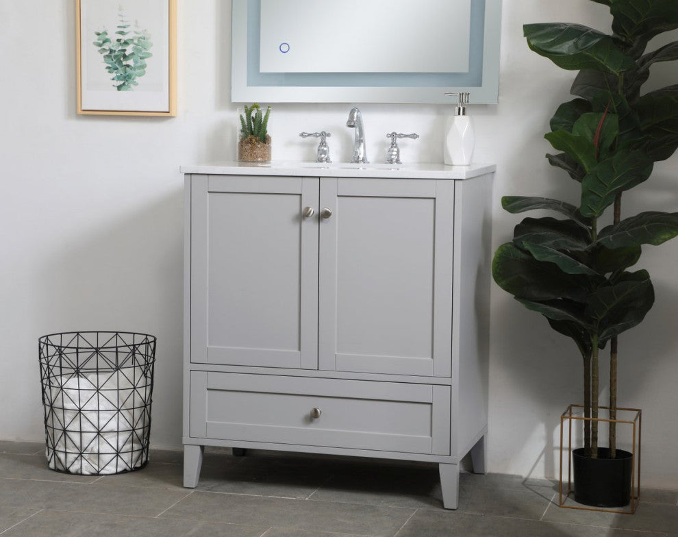 30" Single Bathroom Vanity, Gray