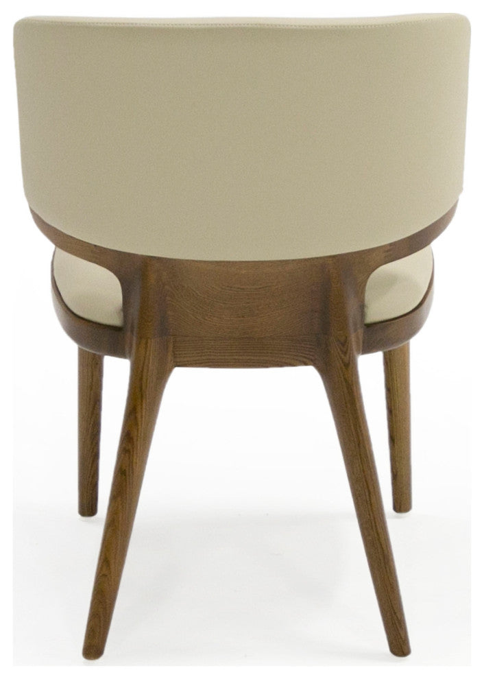 Modrest Stanley Beige Leatherette and Walnut Dining Chair, Set of 2