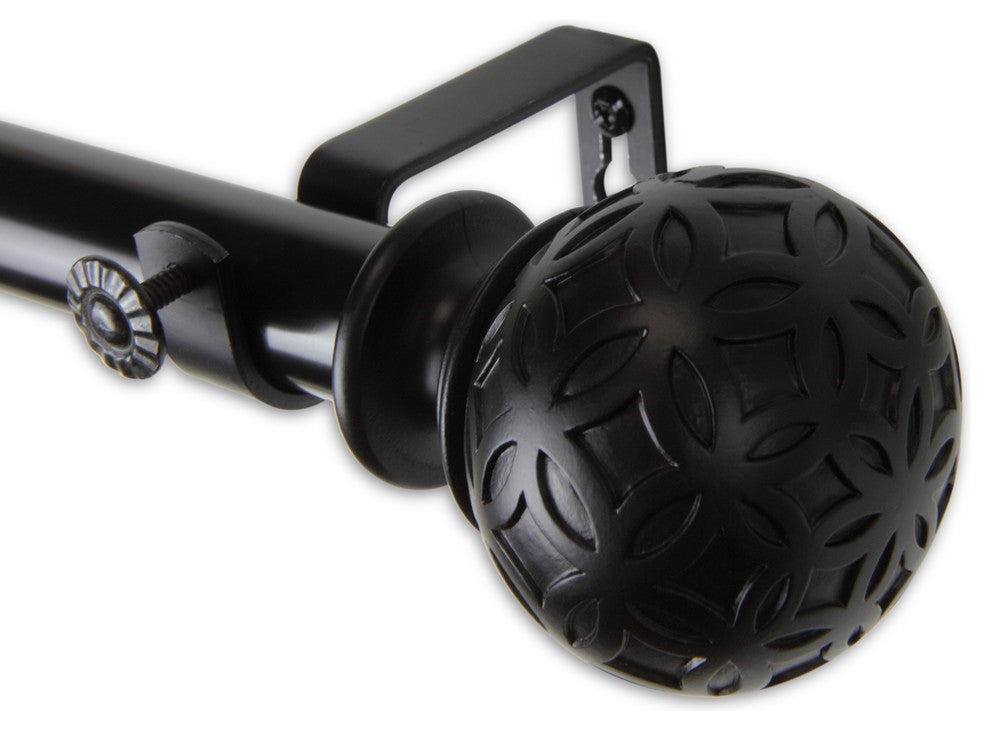 Plaid 1" Curtain Rod, Black, 120"-170"