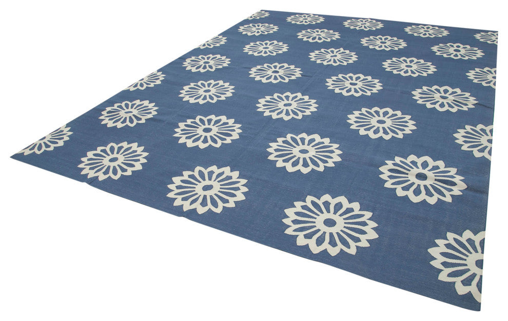 Rug N Carpet - Handmade Wool 9' 1'' x 11' 11'' Flatweave Dhurrie Kilim Rug