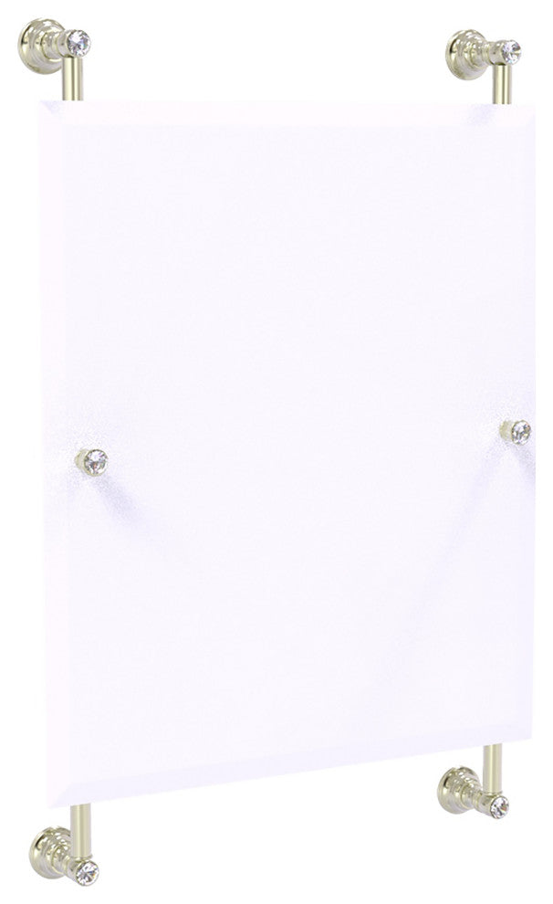 Carolina Crystal Frameless Rail Mounted Mirror, Polished Nickel