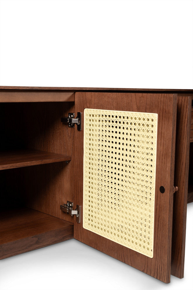 Modern Brazilian, Missione, Cane Buffet, Nogal/Natural