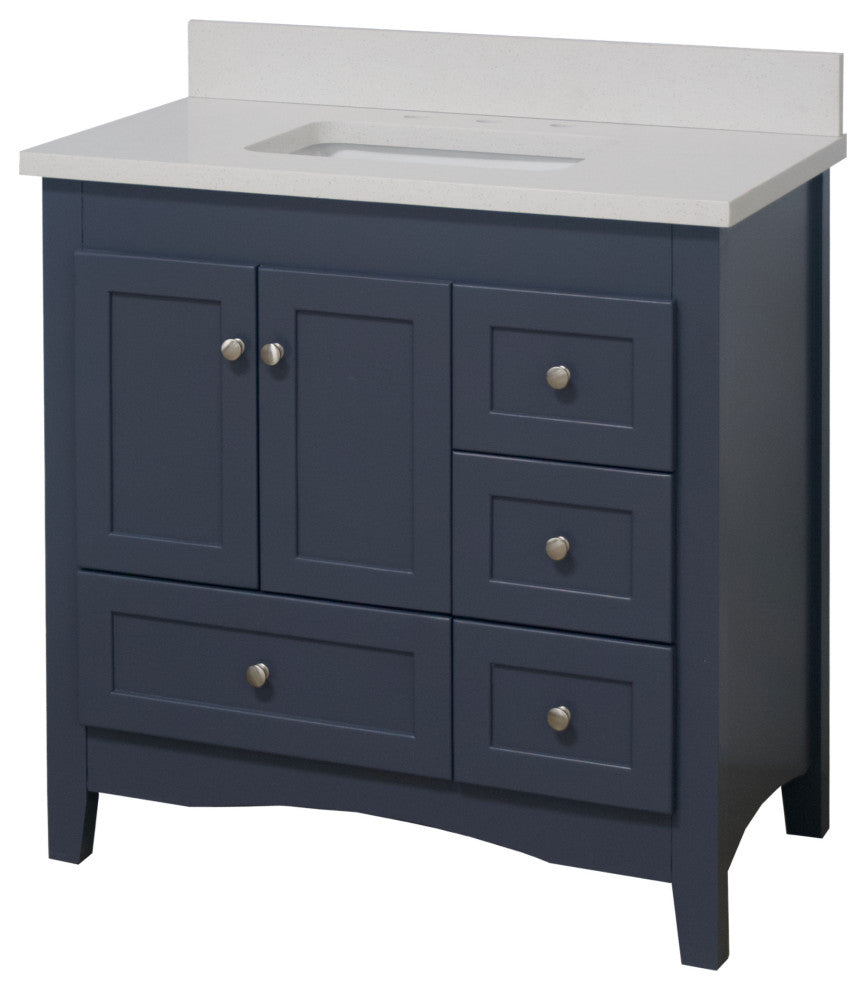 Abbey 36" Bathroom Vanity, Marine Gray, Quartz