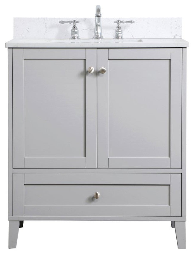 Sadie 30" Single Bathroom Vanity, Gray With Backsplash