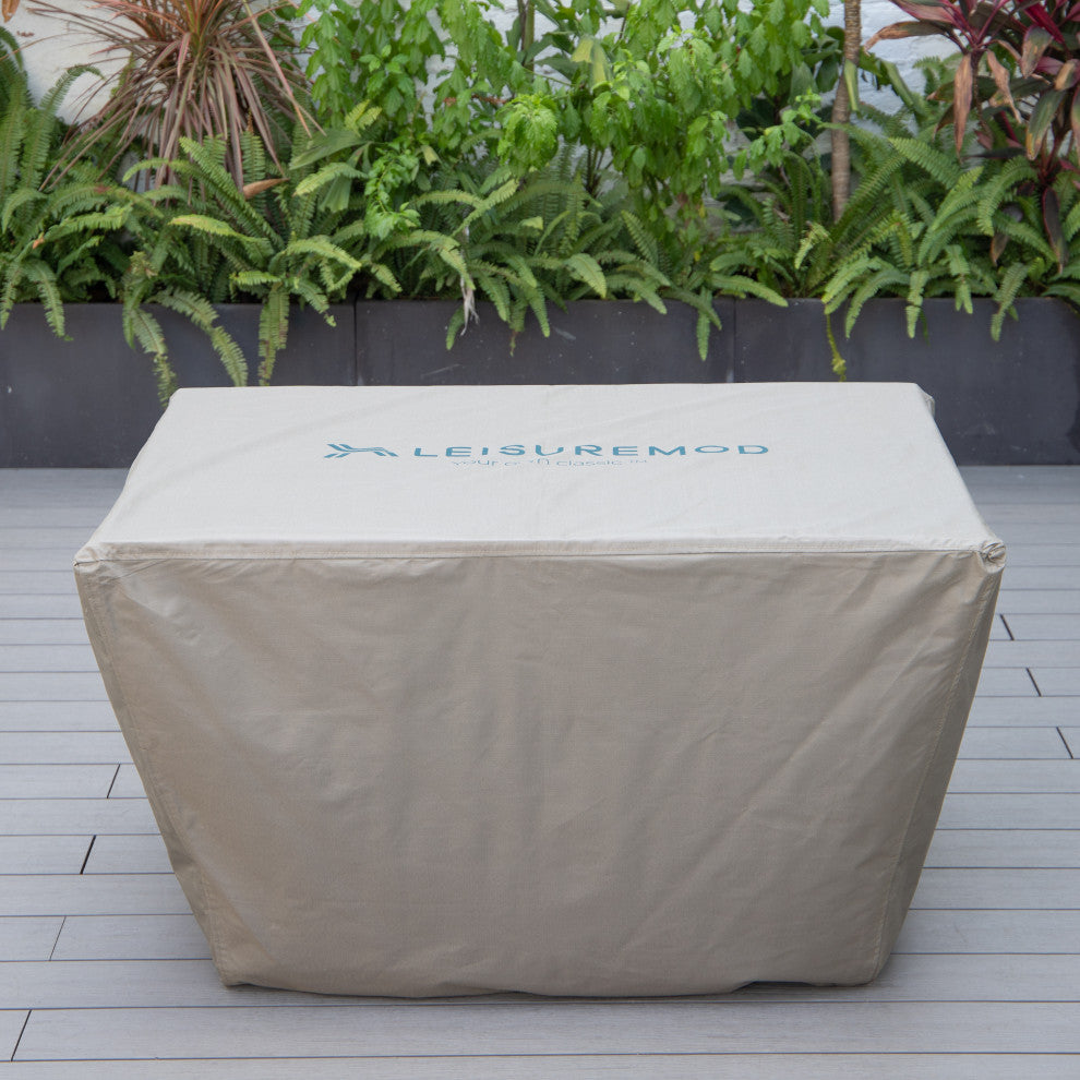 LeisureMod Chelsea 44" Waterproof Fabric Rectangle Fire Pit Table Cover