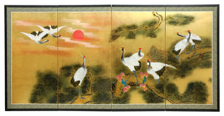 36" Gold Leaf Sunset Cranes