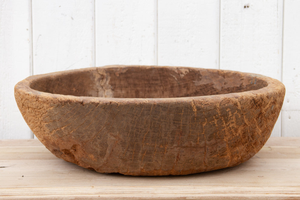 Large 19th Century Wood Dough Bowl