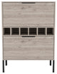 Rowan Bar Cabinet with 6 Wine Cubbies, Glass Rack, and Inner Shelves, Light Gray