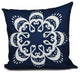 Ikat Mandala, Geometric Outdoor Pillow, Navy Blue, 18"x18"