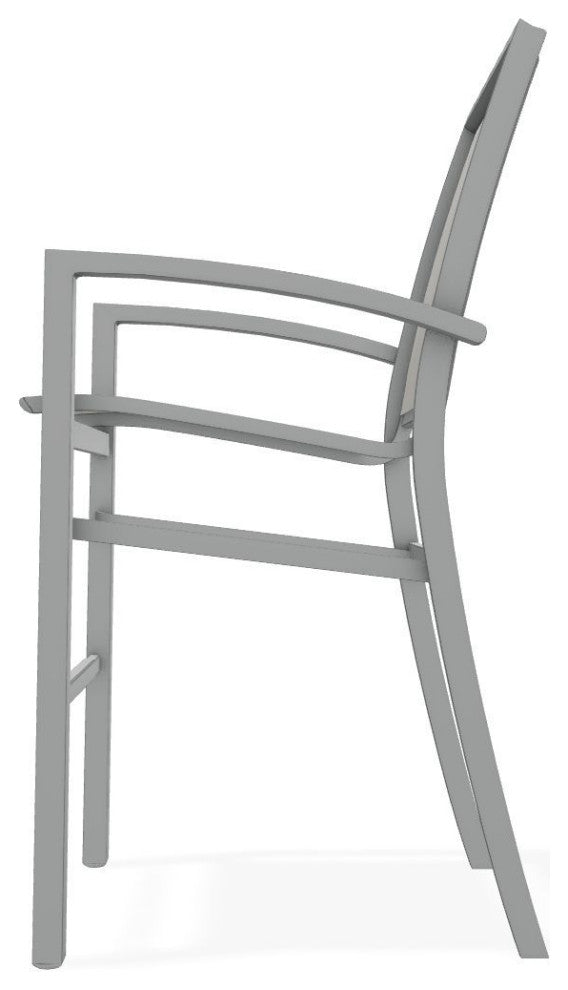 Kendall Sling Bar Height Stackable Outdoor Stool, Smoke/Graphite