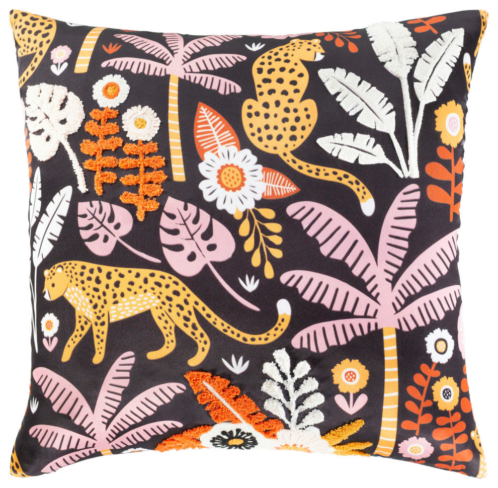 Surya Safari Sfr-003 Black Pillow Shell With Polyester Insert 18"H X 18"W
