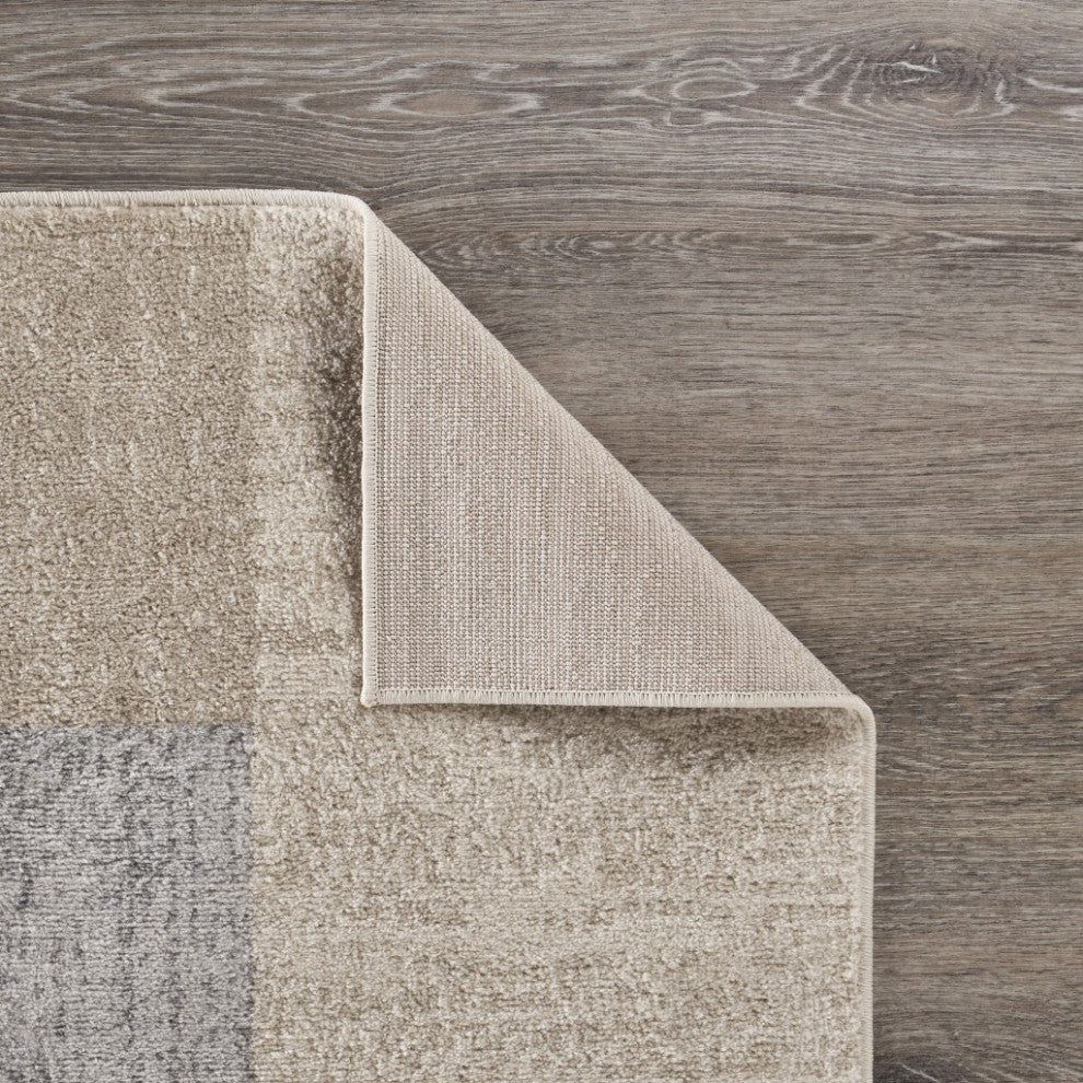 8" x 10" Beige and Black Modern Blocks Area Rug