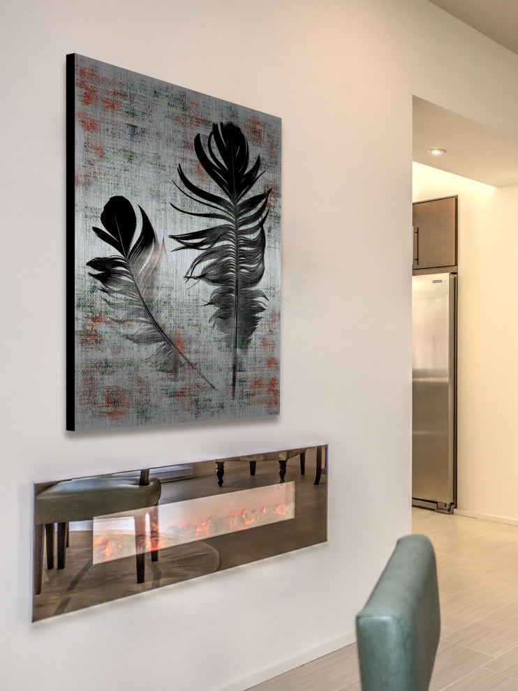 "Black Feathers" Print on Brushed Aluminum, 24"x36"