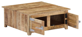 vidaXL Coffee Table End Table Accent Sofa Table with 2 Doors Solid Wood Mango