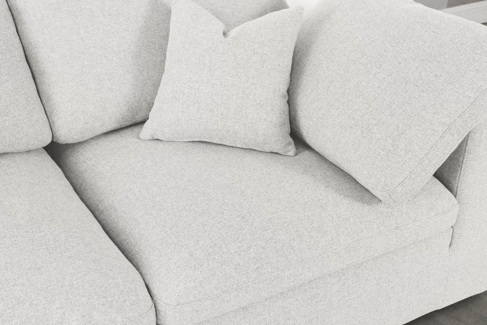 Serene Linen Textured Fabric Deluxe Comfort 3-Piece Modular Sofa, Cream