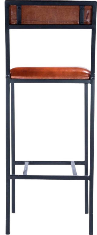 Bar Stool Industrial Chic Distressed Black Metal Polyurethane Foam