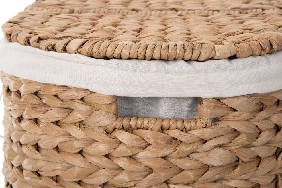 Oval Seagrass Laundry Sorter Hamper WithLiner, Natural