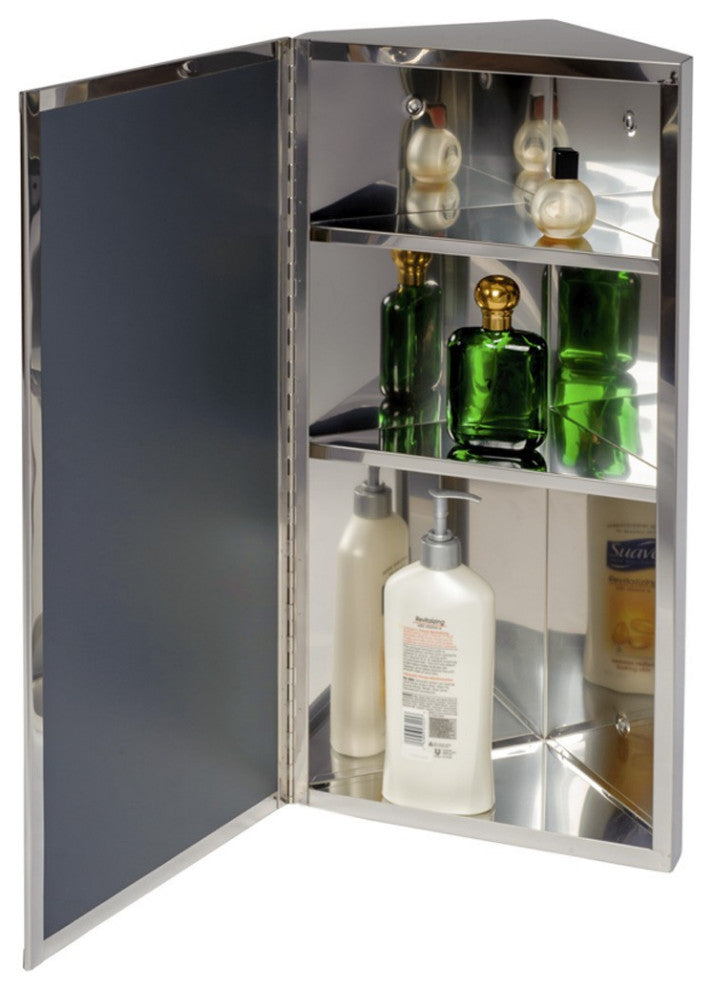 Stainless Steel Surface Wall Mount Medicine Cabinet Infinity Corner with Mirror